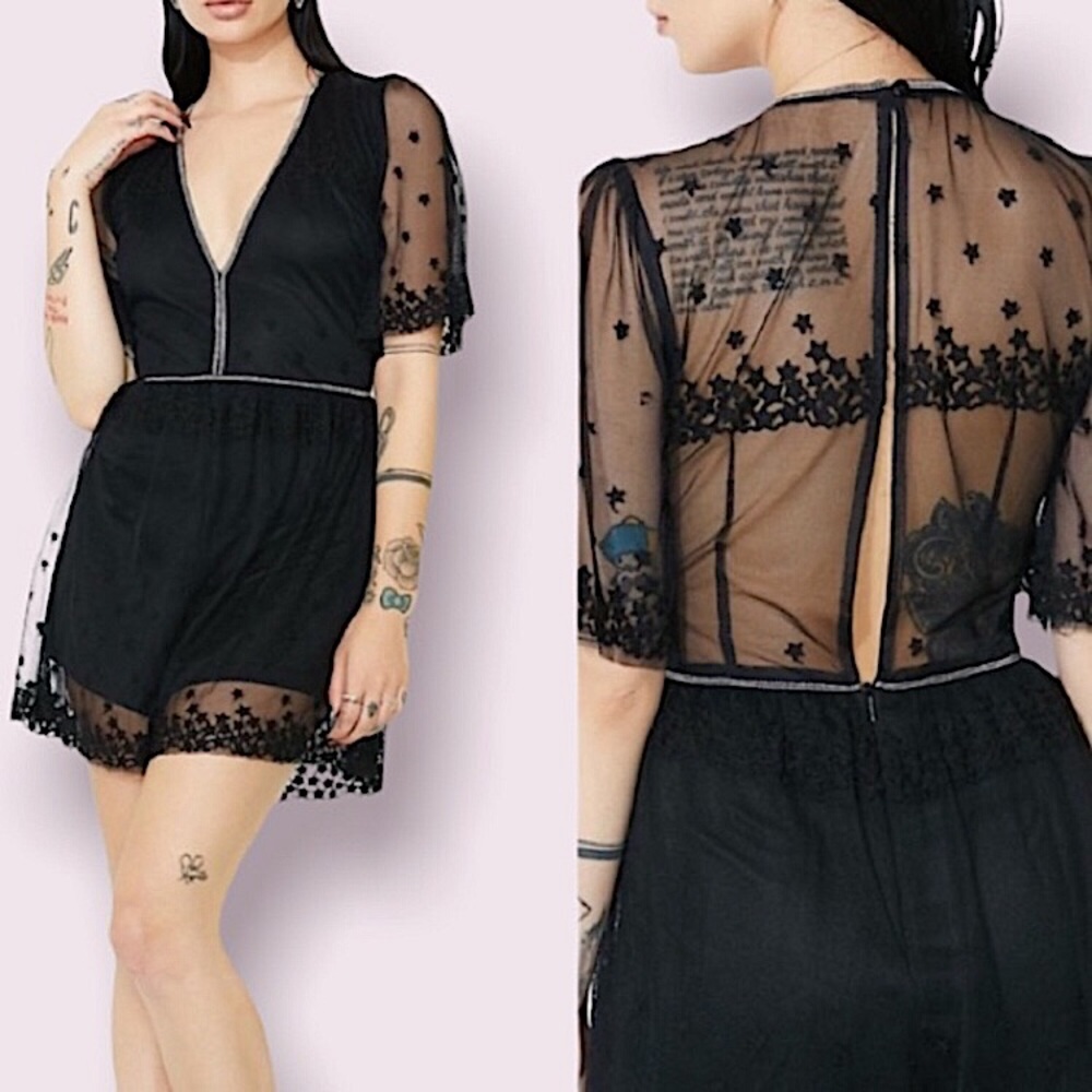 Honey Punch Carina Star Lace Romper